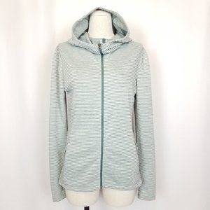 Burton Negani Knit Lightweight Full Zip Hoodie Green Stripe Sz S